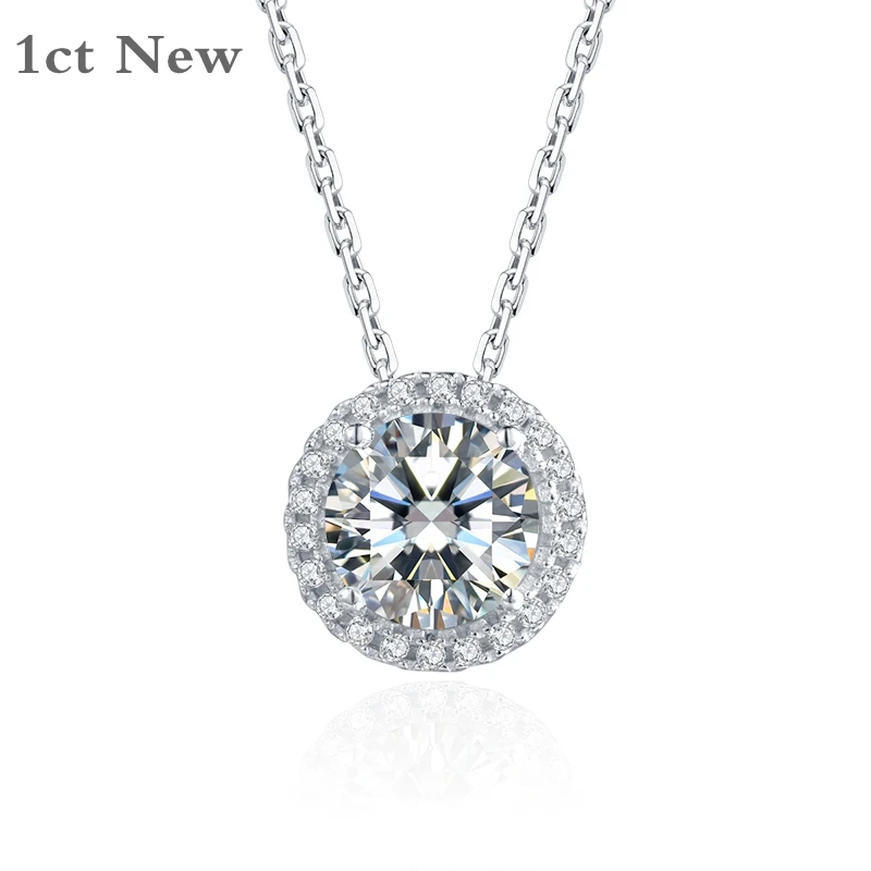 

Ожерелье с кулоном из серебра 6,5 пробы с муассанитом, 1 карат, 100% мм