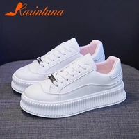 karinluna brand design female platform white sneakers fashion lace up thick bottom sneakers women casual flats shoes woman