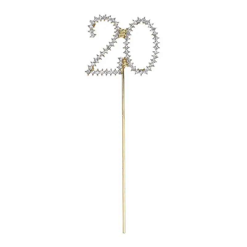 1 шт. Топпер для торта Хрустальный Блестящий сплав номер 20 день рождения 20-я