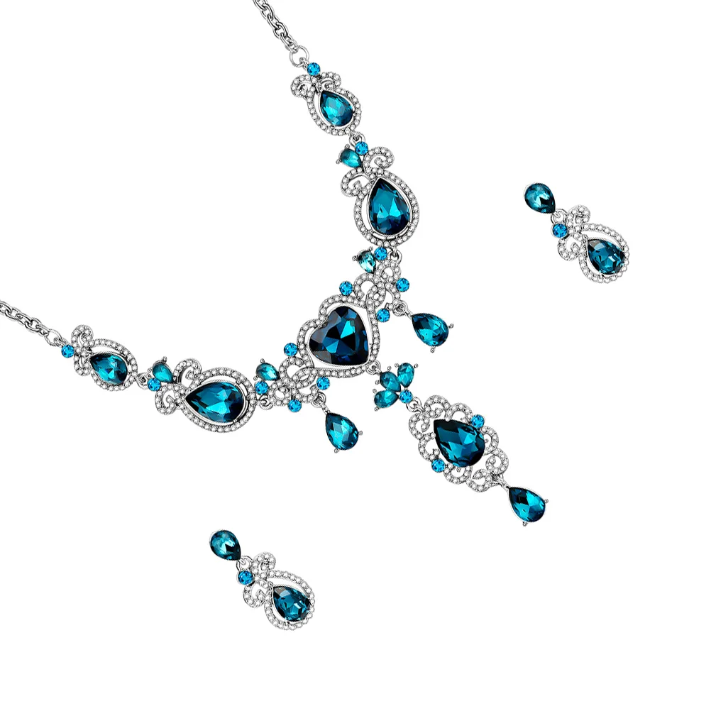 

1 Set Clavicle and Ear Jewelry Set Wedding Bride Neck and Ear Pendant Jewelry