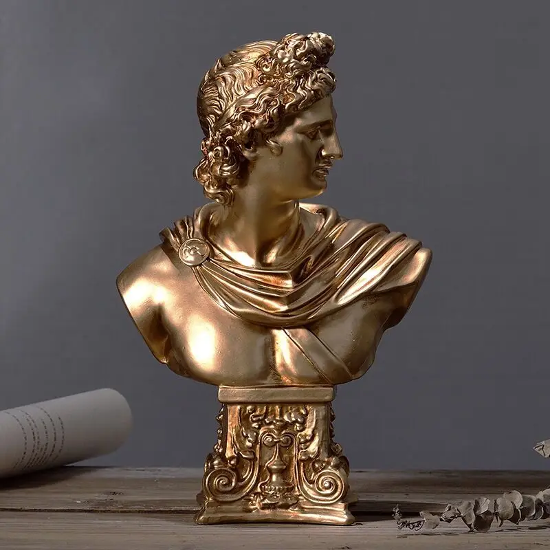 Retro golden apollo Европейский стиль, украшение для дома, статуя Анны Аполло, пластырь, голова, скульптура, художественное украшение, ретро фигурка Анны, персонаж - Цвет: Retro golden apollo