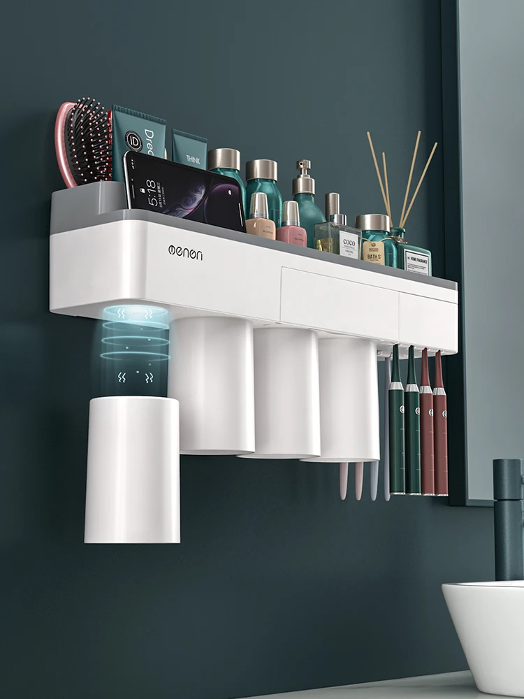 

Simple mouthwash cup toothbrush cup wall mounted household toothbrush storage box couple washing suit family of three