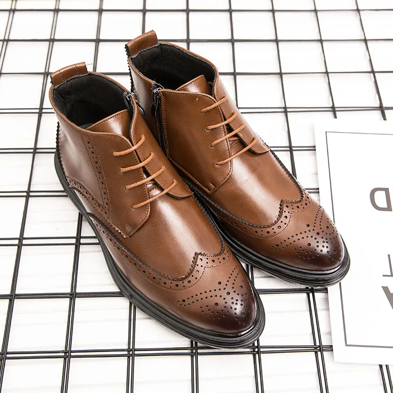 italian classical leather men boots formal elegant winter warm moccasins homme big size retro boot brogue oxford shoes for | Обувь