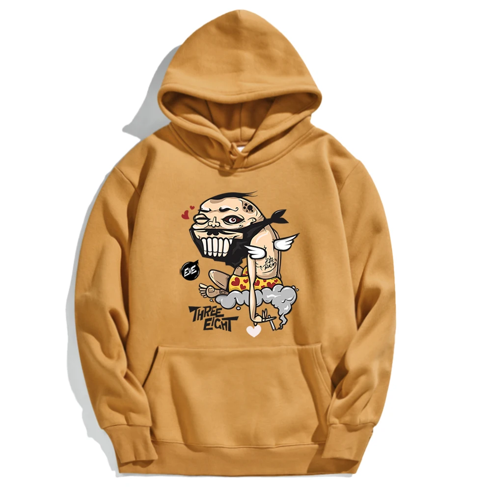 Толстовки с капюшоном Забавный маленький ангел ЕВА три восемь печать Толстовка для женщин флис оверсайз