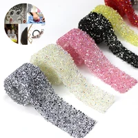 1 meter color thermosetting rhinestone chain wire glitter crystal rhinestone ab ribbon dress decoration patch