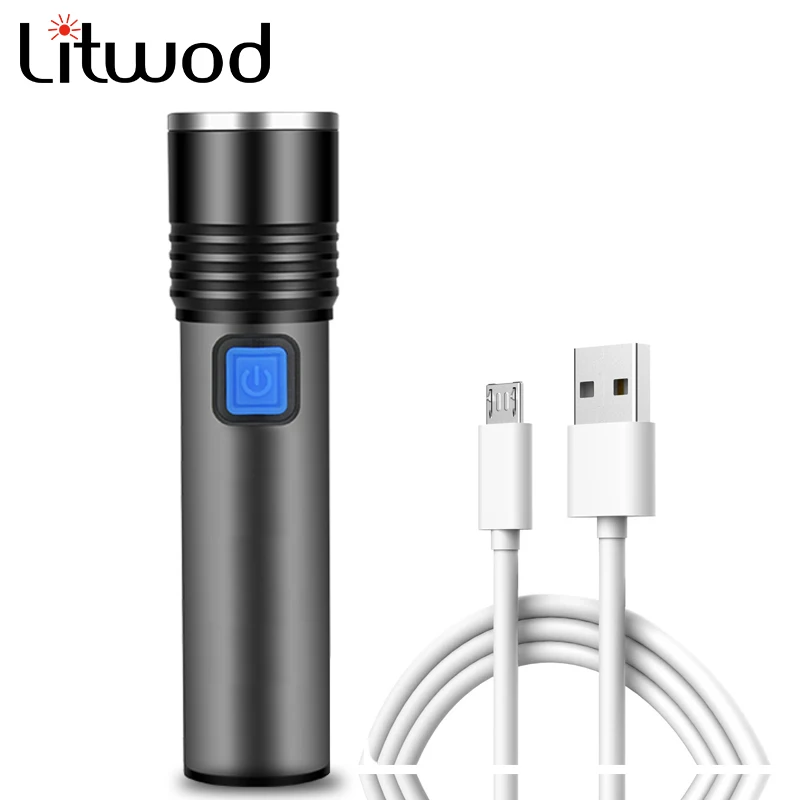 

Ultra Bright XM-L T6 USB Rechargeable Led Flashlight Built-in Battery Waterproof Camping Bicycle Light Zoomable Torch Lantern