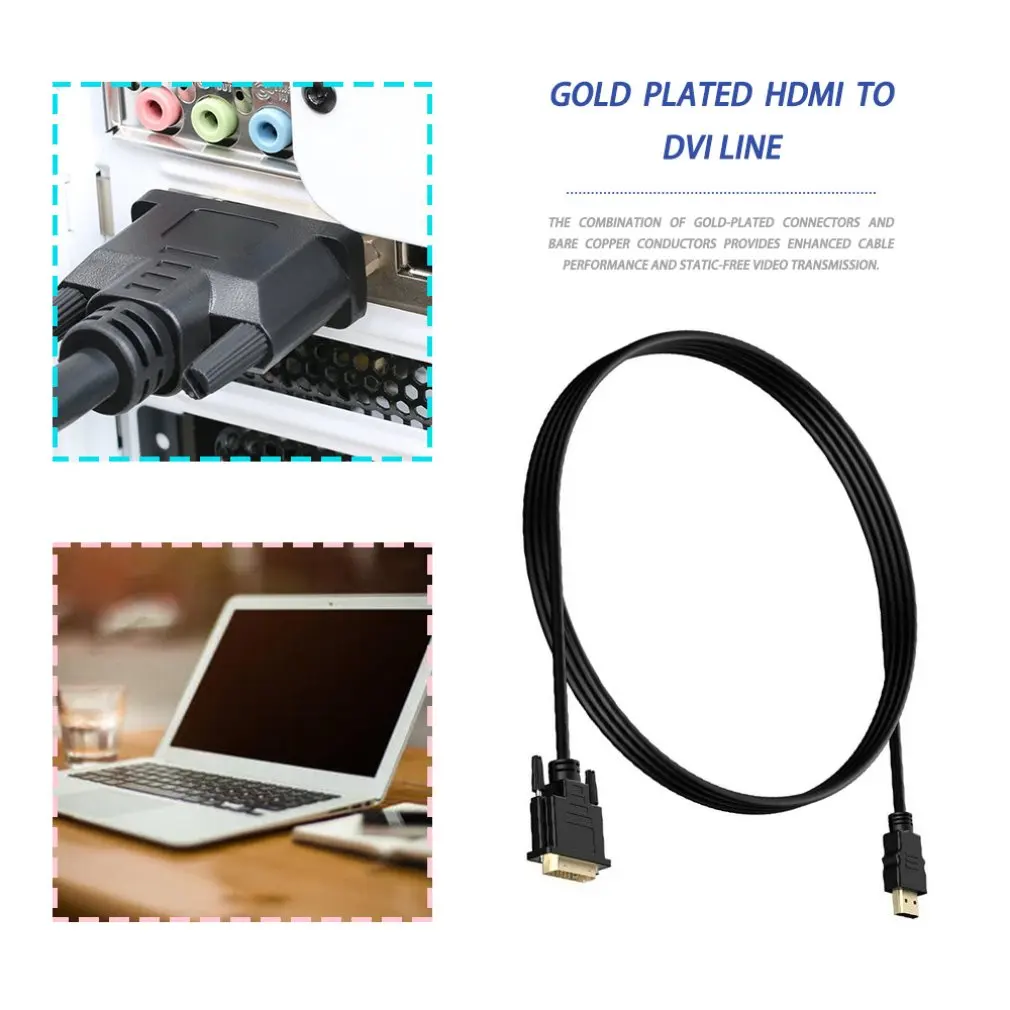 Совместимому с HDMI к DVI D адаптер видео кабель Совместимость мужчина Мужской