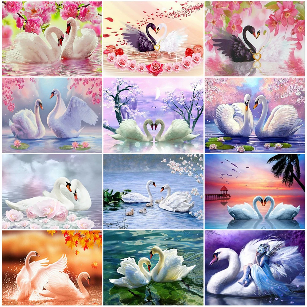 

Diamond Painting Full Square Swans Diamond Embroidery Mosaic Sale Animal Pictures Of Rhinestones Art Cross Stitch Kit