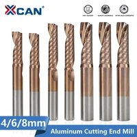 xcan aluminum cutting end mill 4 6 8mm shank single flute ticn coating cnc router bit carbide milling cutter