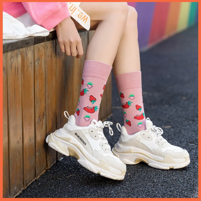 Носки без пятки женские Модные Цветные Клубничные сладкие дезодорирующие носки