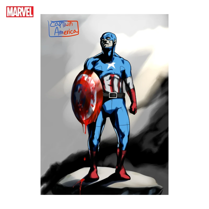 

Marvel Superhero Print Poster Canvas Painting Sad Captain America Funny Character Print Mural Home Decor Art Kids Bedroom Gift
