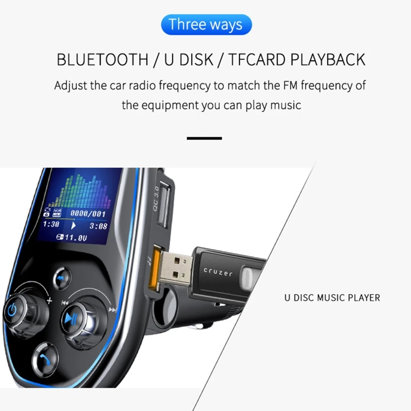 

W3JB Bluetooth-compatible Transmitter USB Output Car Charger Handfree Call TF Car Player Charger Car Adapter USB Ports
