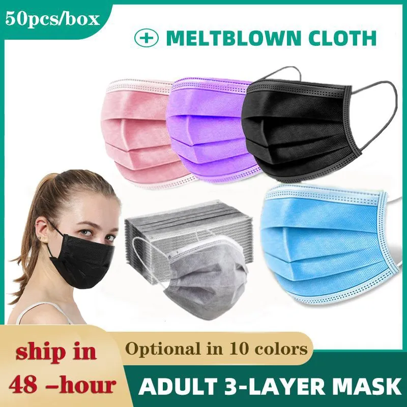 Одноразовые маски защитная маска для рта черная 3 слойная лица|Маски| |