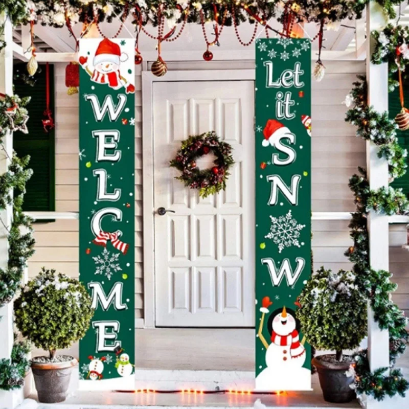 

2Pcs Merry Christmas Couplet Christmas Decorations for Home Porch Sign Christmas Banner Front Door Hanging Decoration Wall Curta