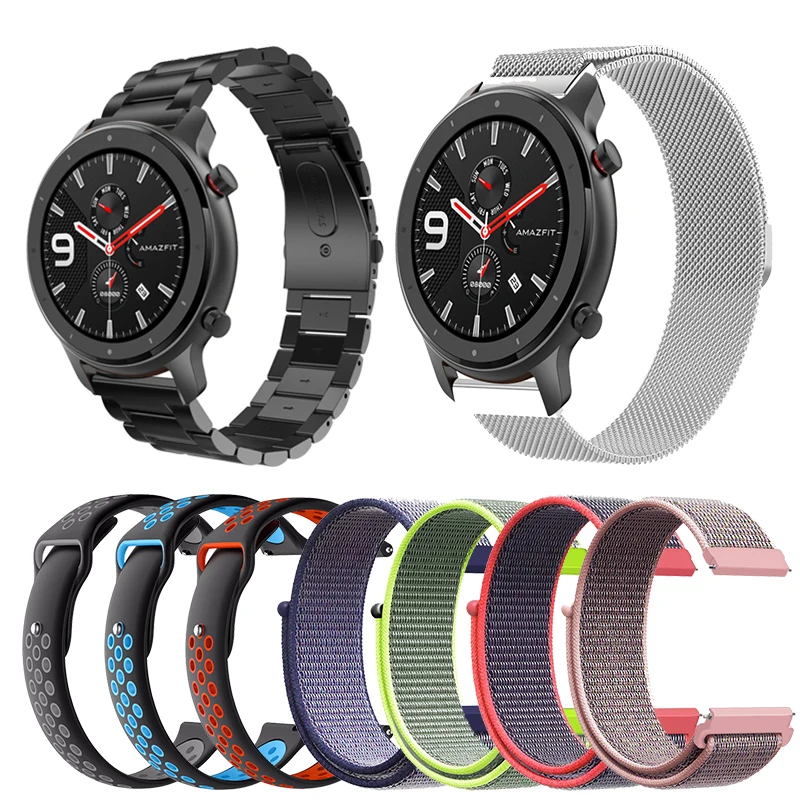 Huami Amazfit GTR 47 мм умный Браслет замена металла Милана из нержавеющей стали кожаный силиконовый холст ремешок для часов