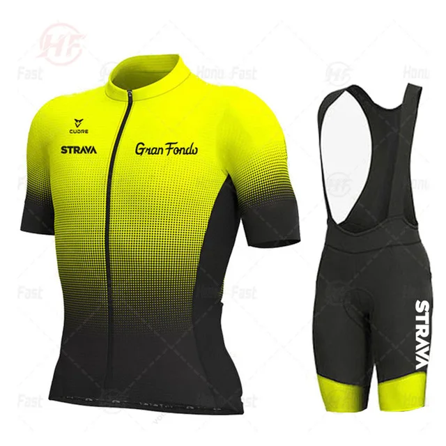 

Strava 2021 Team Cycling Set Men's Breathable Cycling Jersey Short Sleeve Cycling Jersey Set Mtb Triathlon Uniform Maillot