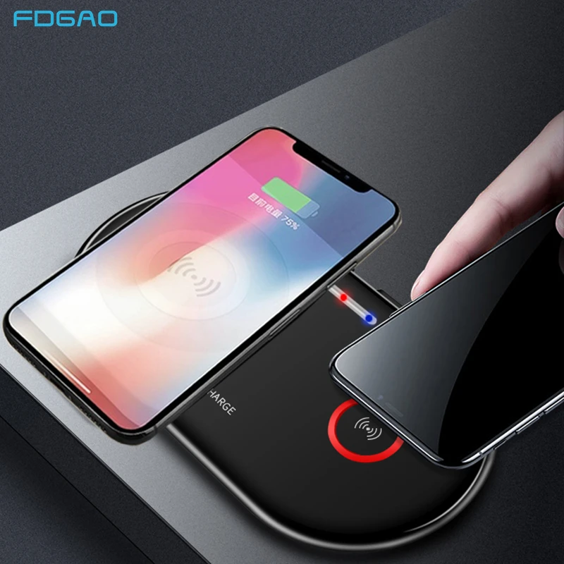 Двойное Беспроводное зарядное устройство 20 Вт для iPhone XS XR X 8 Airpods 2 Dual 10 USB C Qi