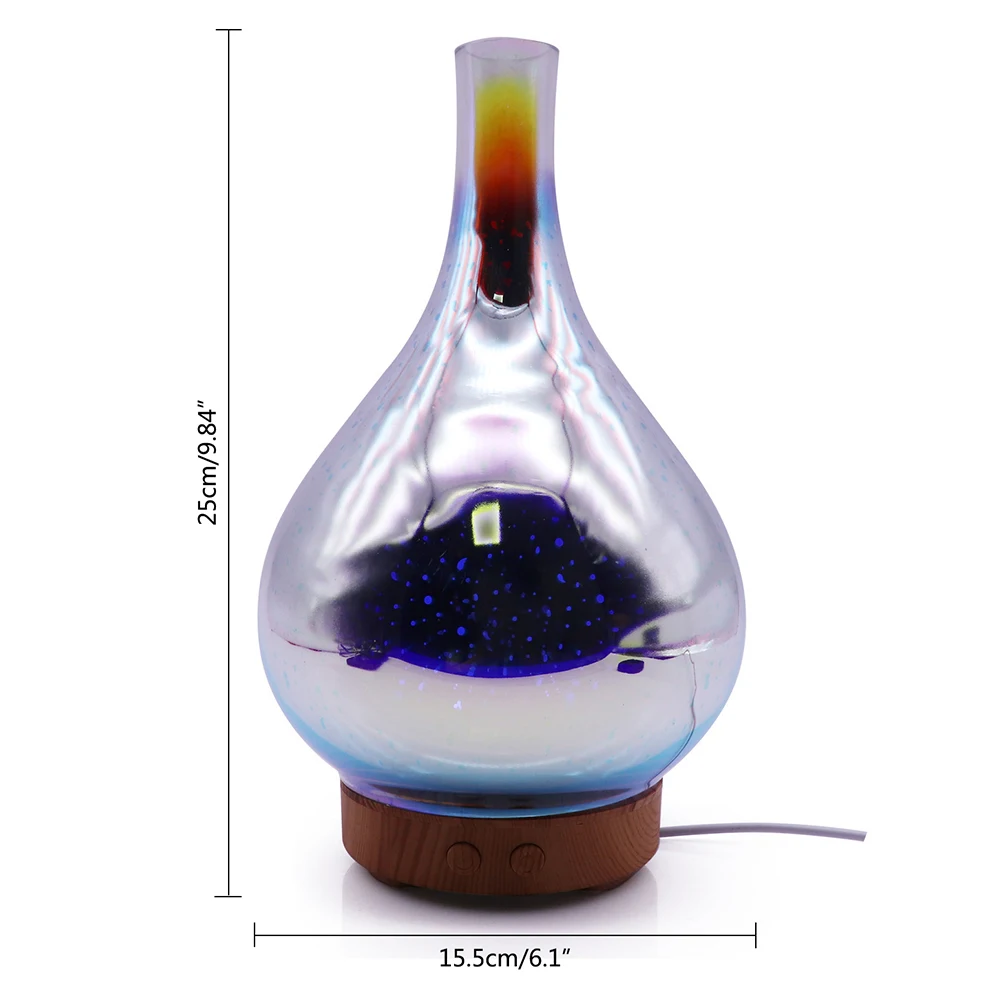 

3D Fireworks Glass Vase Shape Air Humidifier with LED Night Light Aroma Essential Oil Diffuser Mist Maker Ultrasonic Humidifier