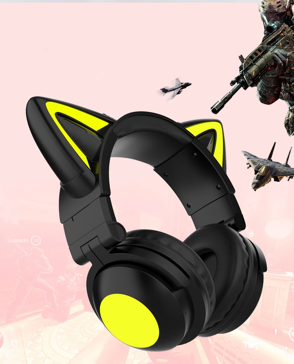 

2021 New Flash Cute Cat Ears Wireless Headphones with Mic Can Control LED Kid Girl Stereo Music Helmet Phone Bluetooth Headset