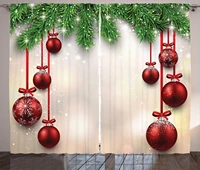 christmas curtains xmas traditional winter season theme fir twigs and vibrant balls graphic print living room bedroom window