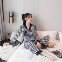 long sleeve pajamas autumn long sleeve trousers suit fashion pyjama set large size two piece nightwear home service sleepwear