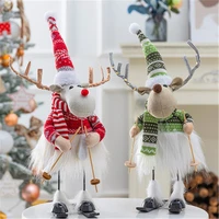 swinging christmas elk doll with light standing plush fawn doll christmas ornemants nordic style kids gift new year decorations