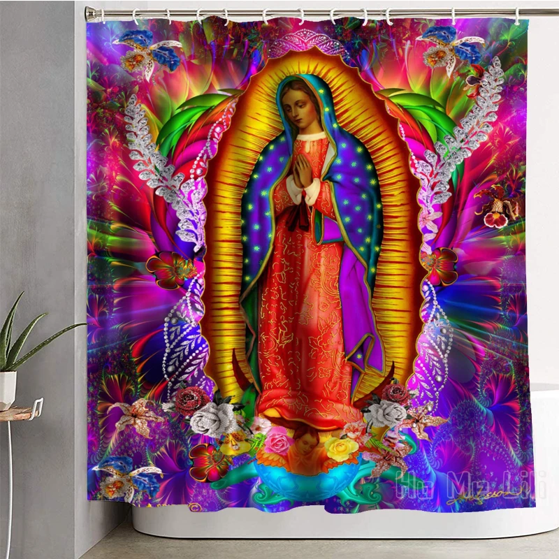 Virgen De Guadalupe Decoration Waterproof Shower Curtain Bathroom Accessories