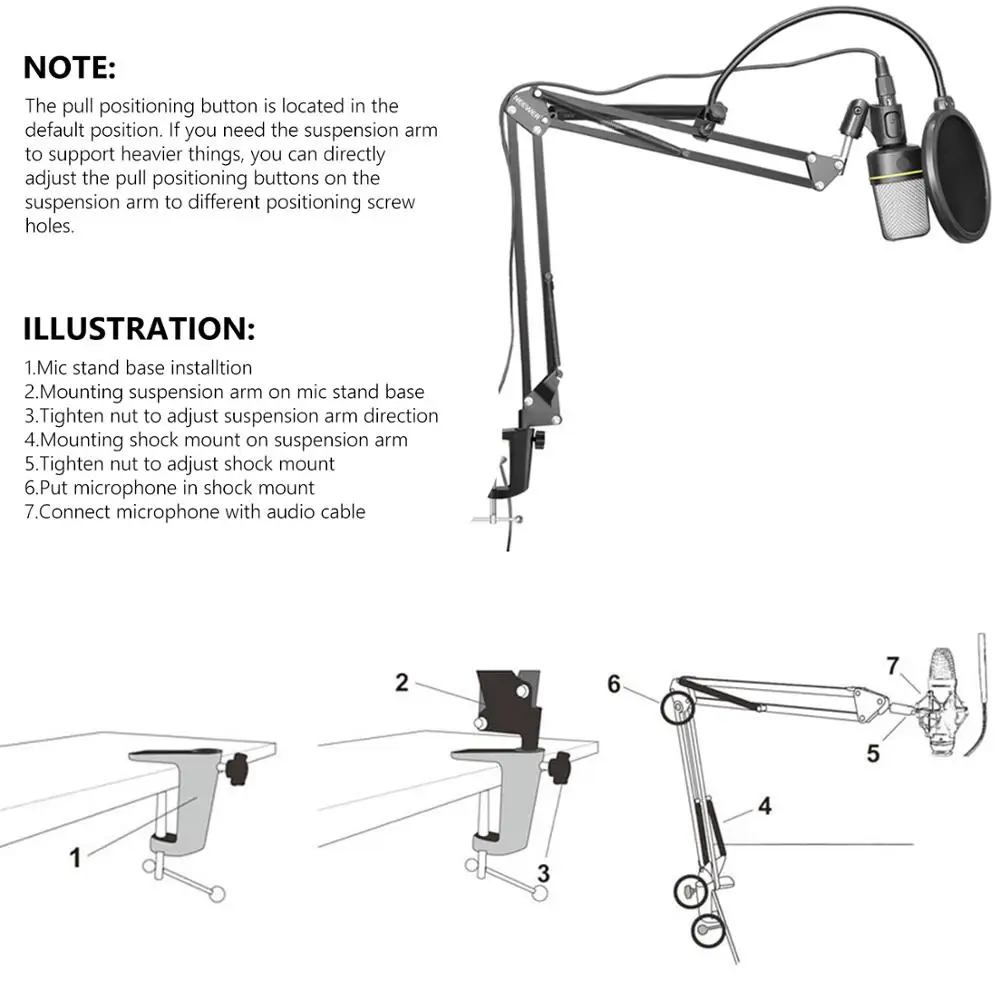 Neewer регулируемая подвеска микрофона ножничная подставка с универсальным
