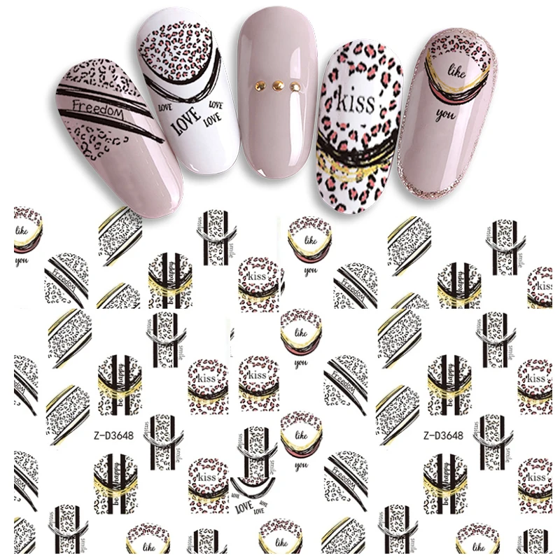 1pc Leopard print Nail Sticker Leaves Rose Flower Designs Art Butterfly Spring Blossom Adhesive Decal Decorations | Красота и