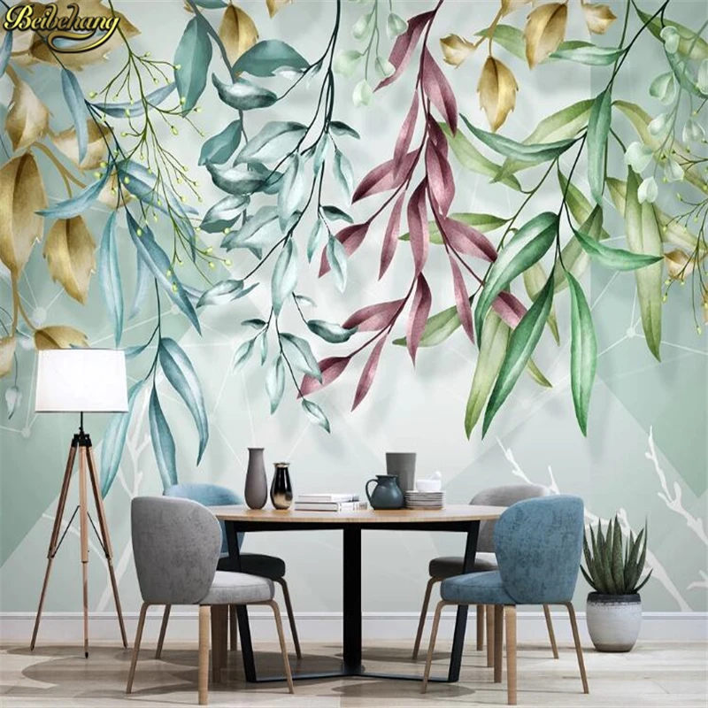 beibehang custom Fresh green leaf background wall paper 3d seamless mural any size TV backdrop murals photo wallpaper roll | Обустройство