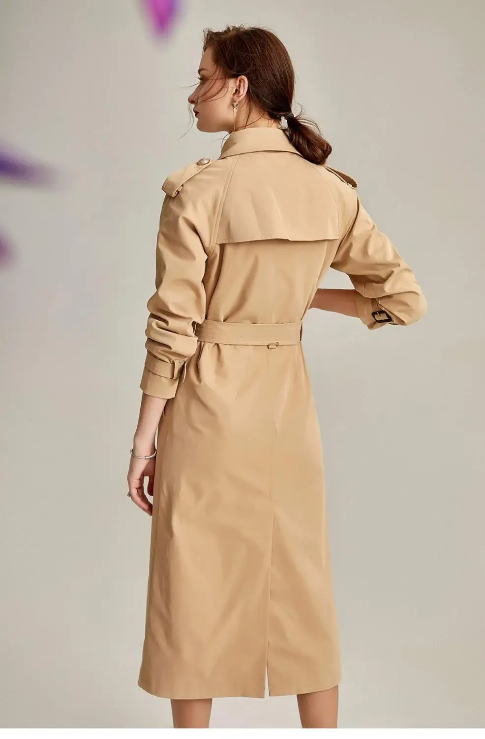 Женский облегающий Тренч с отложным воротником элегантный двубортный