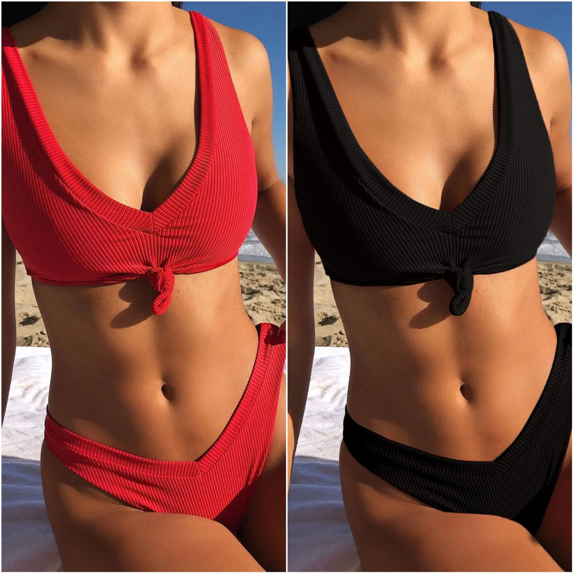 2021 сексуальный черный красный купальник бикини Для женщин Бразильский Комплект