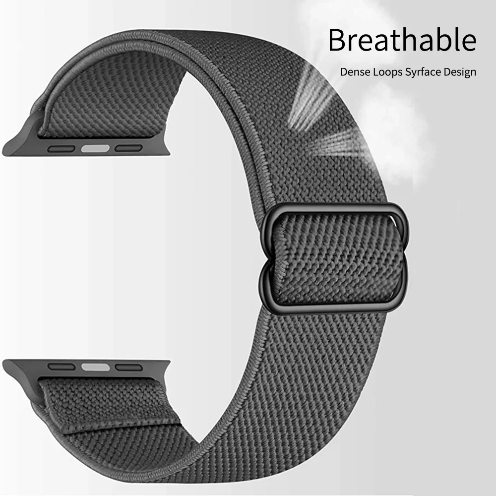 Регулируемый эластичный нейлоновый ремешок Solo Loop Scrunchie для браслета Apple Watch 44 мм 40 мм 38 мм 42 мм iWatch серии 6 5 watchband on.