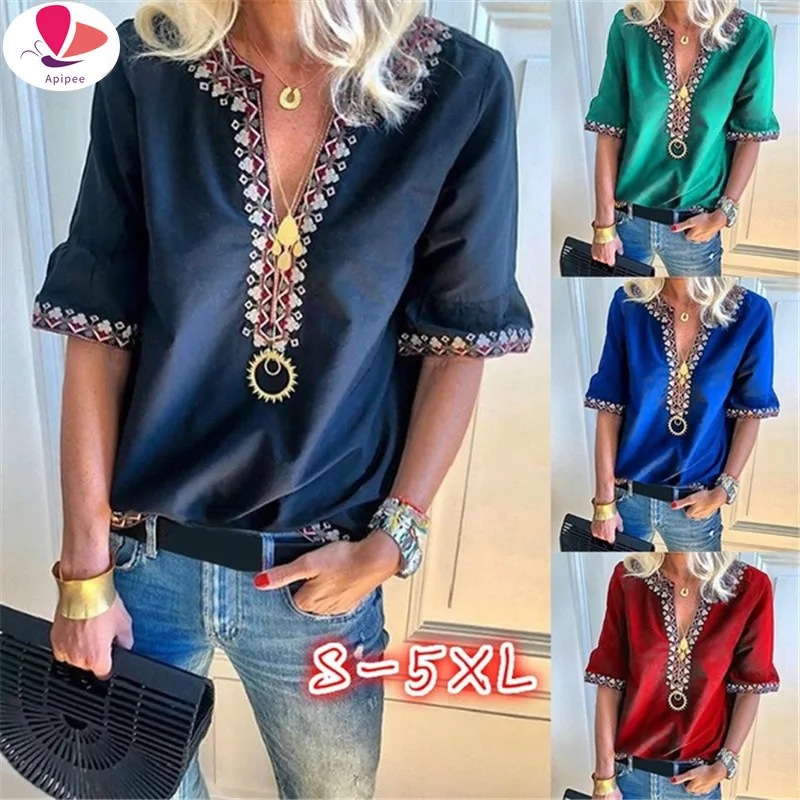 Для женщин с v образным вырезом Футболка женская повседневная заниженной линией