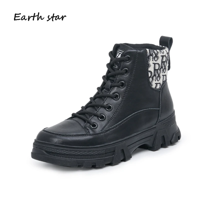 

2020 Shoes Women Martin Boots Shoes Autumn Ladies Ankle footware Pu Leather British Style Female botas mujer Black Boots
