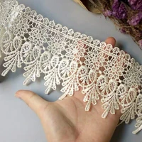 2 yard ivory flowers embroidered lace trim ribbon applique fabric sewing craft diy vintage crochet wedding bridal dress new
