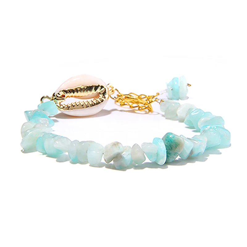 Amazonite Женские браслеты, натуральный фиолетовый флюорит, Амазонит, браслет, оболочка, шарм, чип, бусины, Кристальные браслеты - Окраска металла: Amazonite