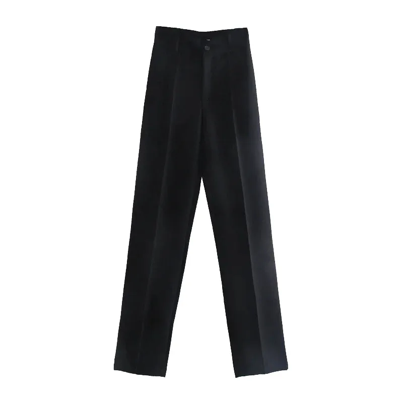 

Women Chic Fashion Office Wear Straight Pants Vintage High Waist Zipper Trousers Mujer Business pants plus size women's clothing
