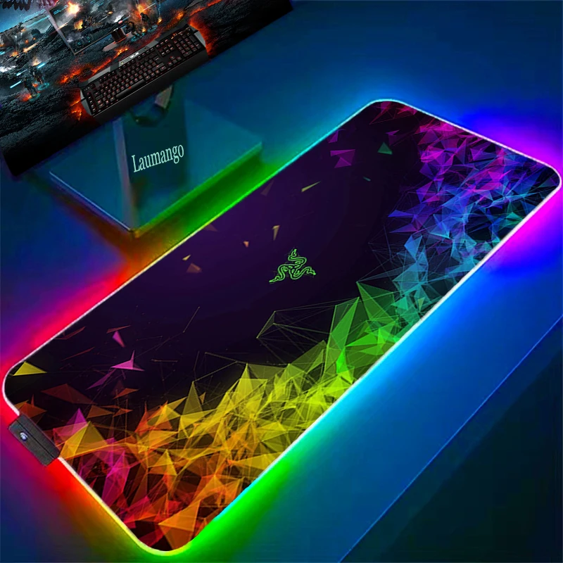

Большой игровой коврик для мыши Razer RGB, игровой Настольный коврик для Стича, коврик для мыши, коврики, аксессуары для ПК, аниме клавиатура, сто...