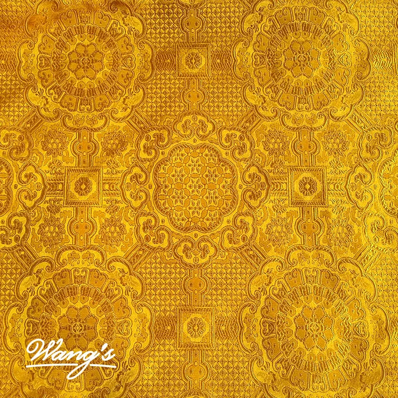 Buddhist golden flowers Jacquard Silk fabric brocade Satin for COSPLAY/Kimono/Mongolia clothing/Stage suit 1 order=1meter | Дом и сад