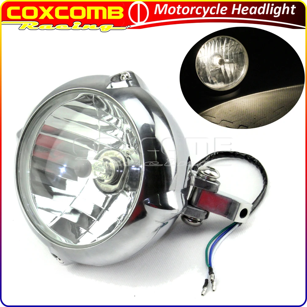 

Винтажный круглый налобный фонарь для мотоцикла 5,75 дюйма для Harley Cafe Racer Chopper Bobber Cruisers Custom H4 12 В 55 Вт, передняя фара