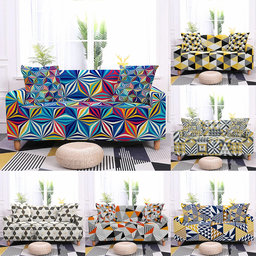 

Geometric Fragments Pattern Elastic Sofa Cover Slipcovers for Living Room No-arm L-shape Couch Cover Sectional Sofa Protector