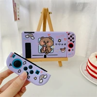 cute milk tea bear for nintendo switch shell simple and fresh cartoon protective shell frosted silicone texture game accessories