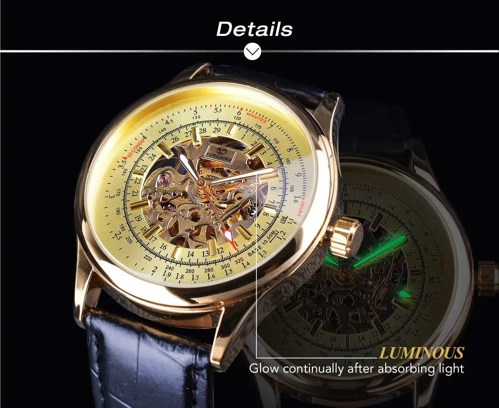 

business men's watch leisure fashion hollow out manual mechanical watch Outdoor sports leather wristband watch Luminous clock