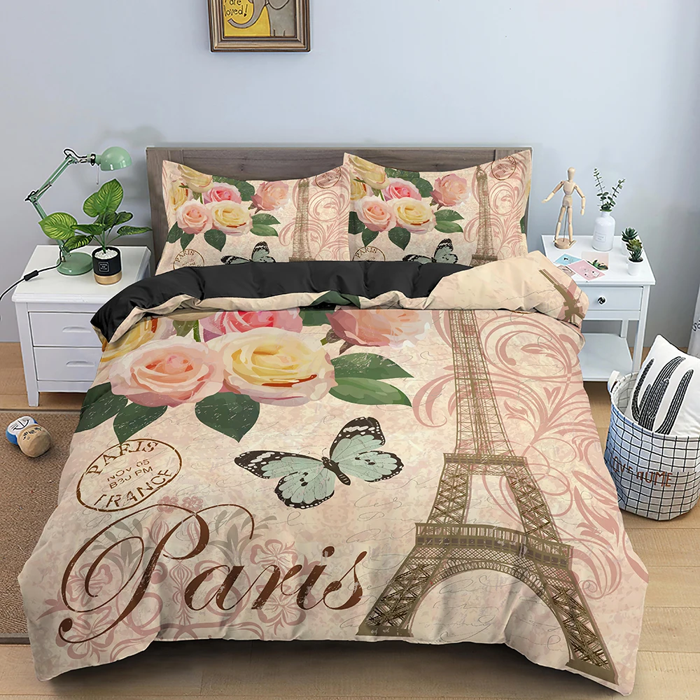 Eiffel Tower Bedding Duvet Cover Set 3d Digital Printing Bed Linen Fashion Design Comforter Cover Bedding Sets Bed Set Gifts images - 6