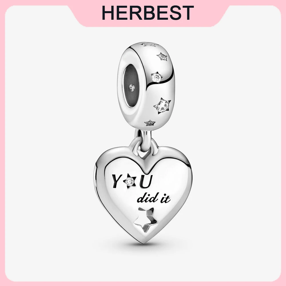 

2021 новые серебряные бусины 925 пробы поздравления сердце и звезды на крючках, очаровательный, подрходит к оригиналу Pandora, браслет для женщин, ...