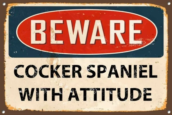 

Beware Cocker Spaniel With Attitude Metal Sign Wall Door House Plaque