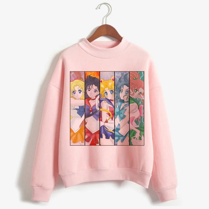 P1851H-pink Сейлор Мун каваи Харадзюку толстовки для женщин Ullzang милый кот Аниме Забавный мультфильм свитшоты Usagi 90s Эстетическая толстовка женская - Цвет: P1851H-pink