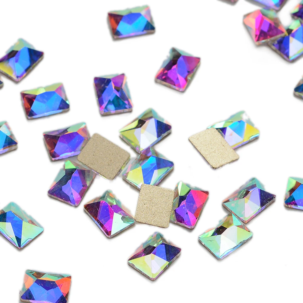 Rectangle-4x6mm 30pcs Golden Back AB Color Flatbacks No-Hotfix Rhinestones CRYSTAL Nail Art Crystal Flat Back Rhinestones For Nails - Цвет: Rectangle-4x6mm