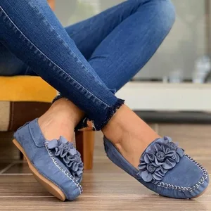 Women Shoes Handmade Ethnic Women Flats Leather Shoes Flat Flower Moccasins Soft Bottom Loafers Slip on Ladies Shoes Loafer